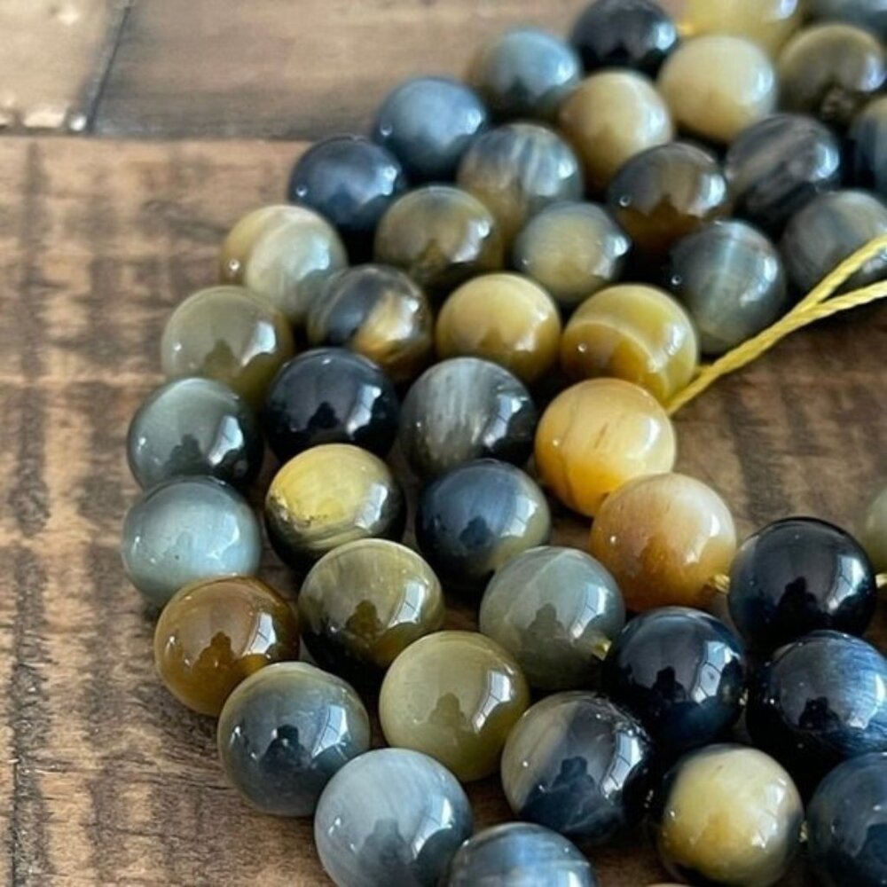 6mm AA Grade Golden Blue Tigers Eye Bead Strand